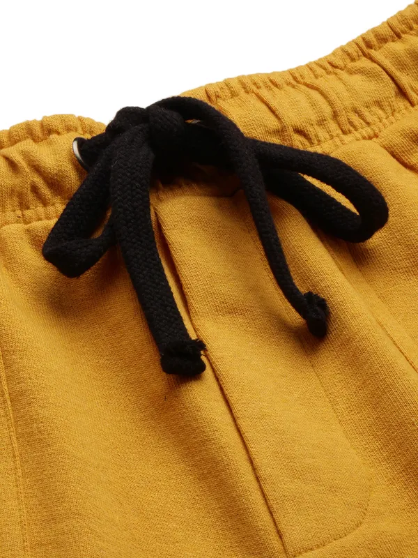 Mustard_Yellow_Cotton_Blend_Relaxed_Fit_Shorts_For_Women