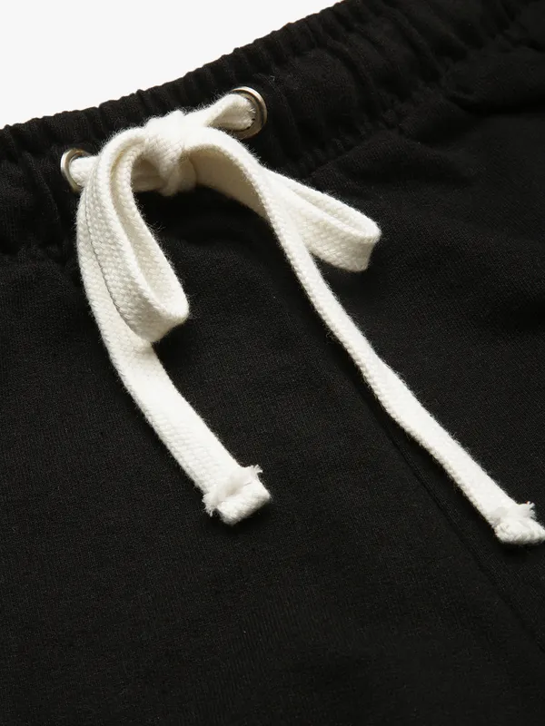 Black_Cotton_Blend_Dolphin_Hem_Drawstring_Shorts_For_Women