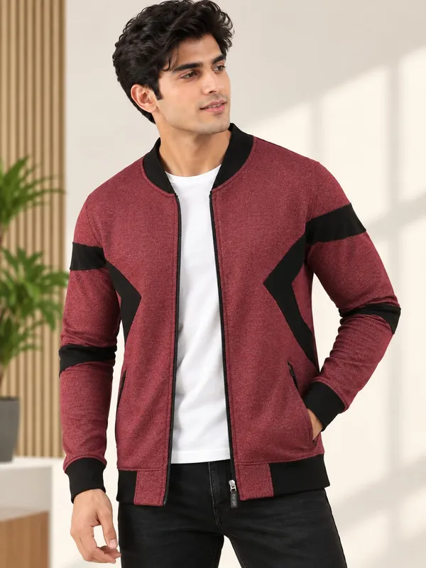 Maroon_Textured_Casual_Bomber_Jacket_for_Men