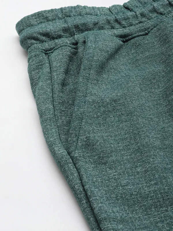Olive_Green_Heathered_Cotton_Blend_Drawstring_Shorts_For_Men