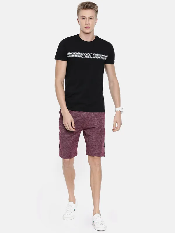 Maroon_Heathered_Cotton_Blend_Cargo_Shorts_For_Men