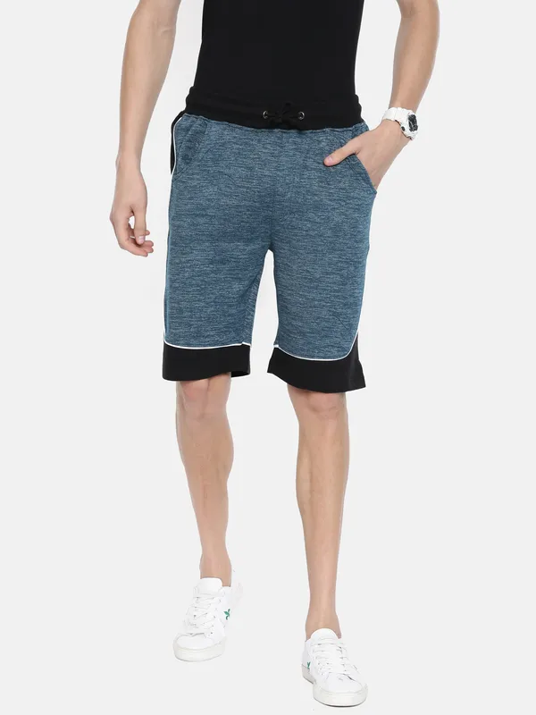 Teal_Blue_Heathered_Cotton_Blend_Sports_Shorts_For_Men