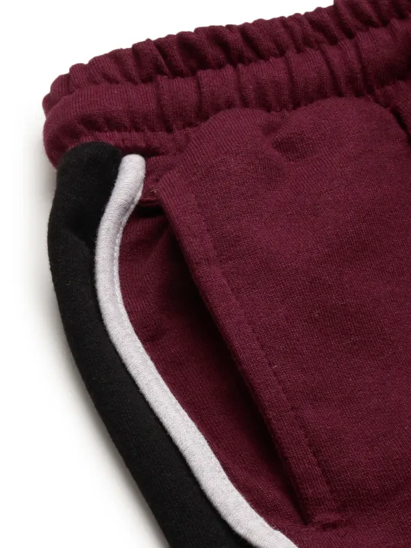 Maroon_Cotton_Running_Shorts_With_White_Piping_For_Women