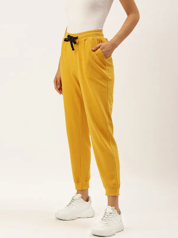 Mustard_Yellow_Cotton_Blend_Drawstring_Joggers_For_Women