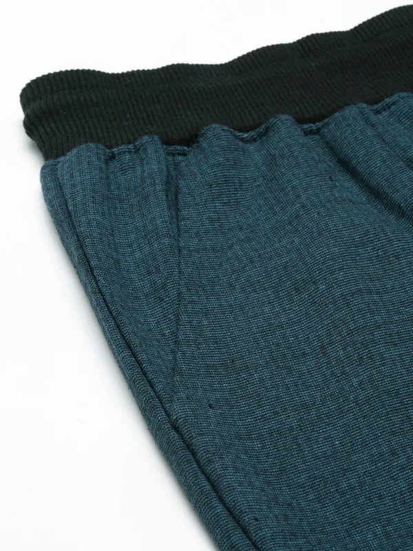 Dark_Teal_Cotton_Blend_Drawstring_Sports_Shorts_For_Men