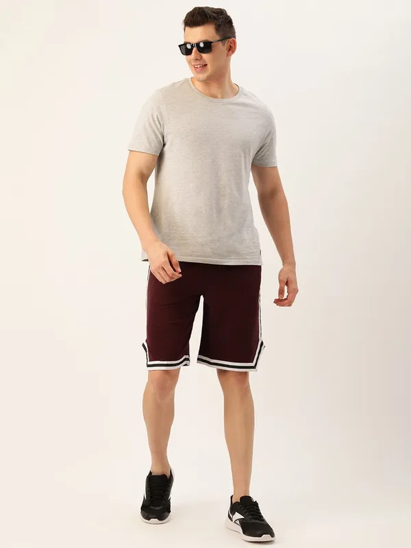 Maroon_Cotton_Blend_Basketball_Style_Shorts_For_Men