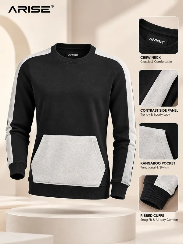 Black_Contrast_Panel_Crew_Neck_Sweatshirt_for_Women