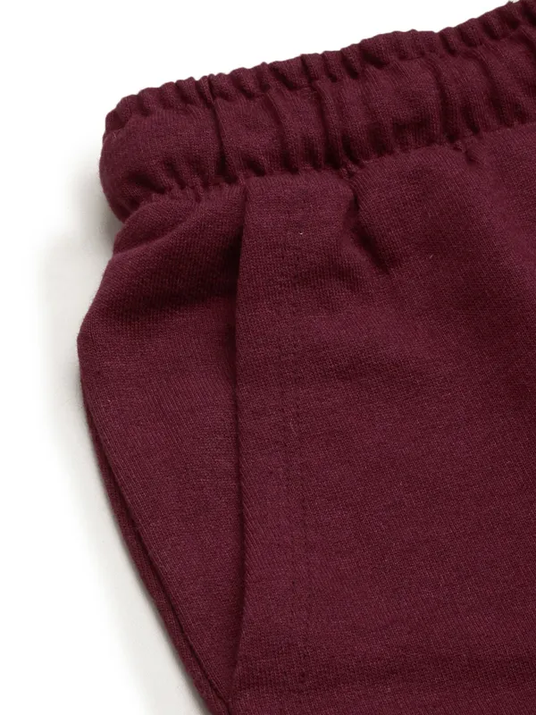 Maroon_Cotton_Blend_Relaxed_Fit_Shorts_For_Women