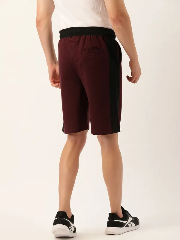 Maroon_Cotton_Shorts_With_Black_Side_Panel_For_Men