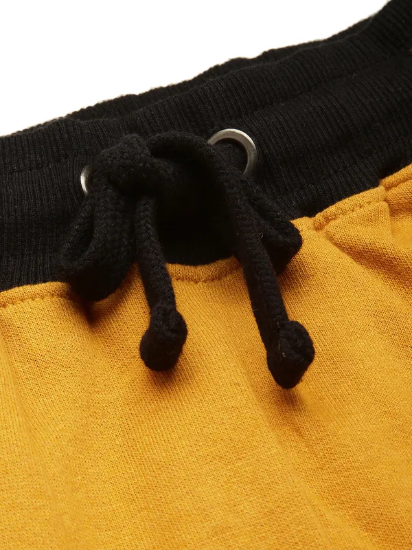 Mustard_Yellow_And_Black_Panel_Cotton_Blend_Joggers_For_Women