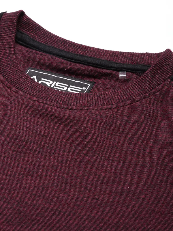 Burgundy_Contrast_Panel_Crew_Neck_Sweatshirt_for_Men_And_Women