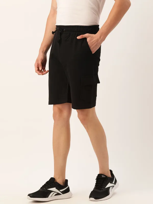 Black_Cotton_Blend_Cargo_Shorts_For_Men