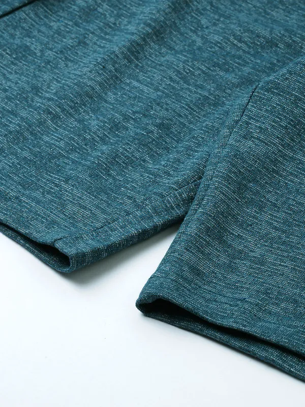 Teal_Green_Cotton_Blend_Cargo_Shorts_For_Men