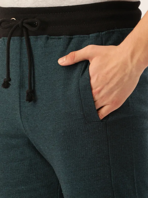 Teal_Cotton_Blend_Slim_Fit_Drawstring_Shorts_For_Men
