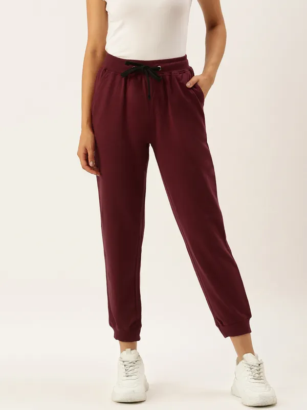 Maroon_Cotton_Blend_Jogger_Track_Pants_For_Women