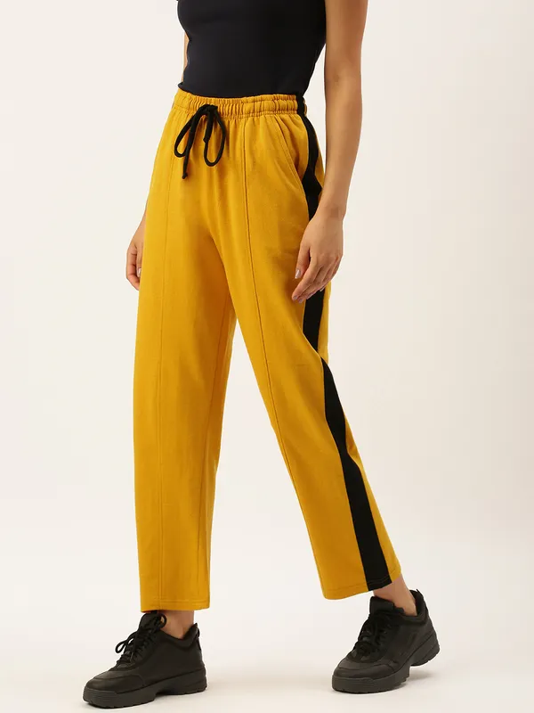 Mustard_Yellow_Cotton_Blend_Relaxed_Fit_Track_Pants_For_Women