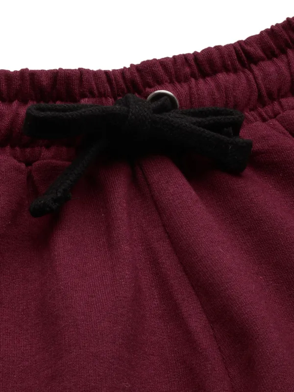 Maroon_Cotton_Running_Shorts_With_White_Piping_For_Women