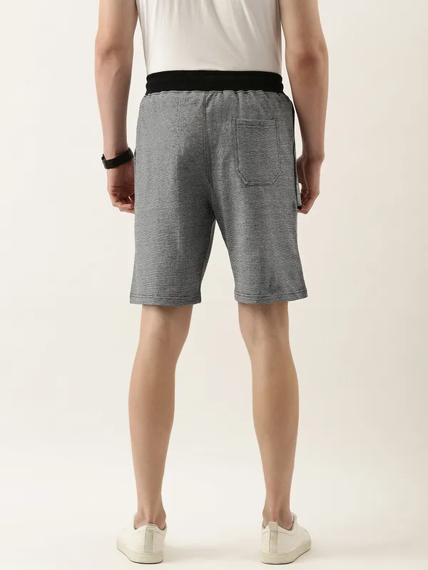Grey_Textured_Knit_Cargo_Shorts_Contrast_Waistband_For_Men