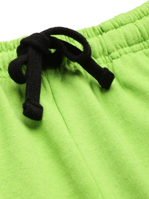 Neon_Green_Cotton_Blend_Elasticated_Shorts_For_Women