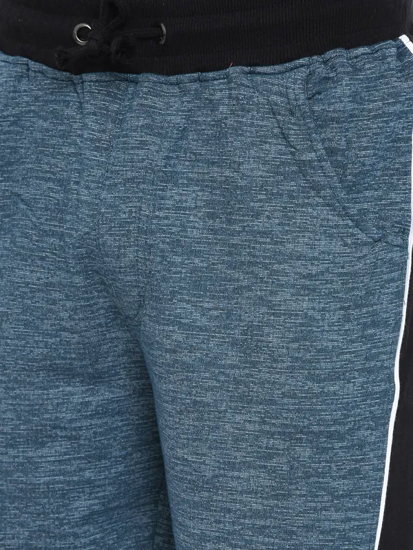 Teal_Blue_Heathered_Cotton_Blend_Sports_Shorts_For_Men
