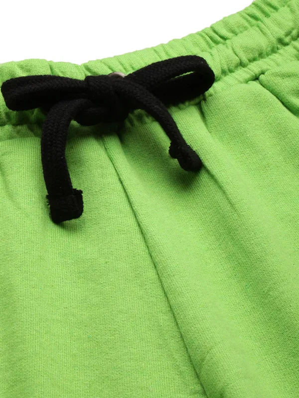 Green_And_Orange_Cotton_Blend_Striped_Sports_Shorts_For_Women