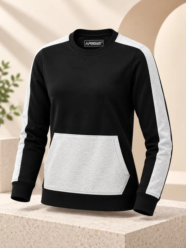 Black_Cotton_Blend_Casual_Sweatshirt_for_Women