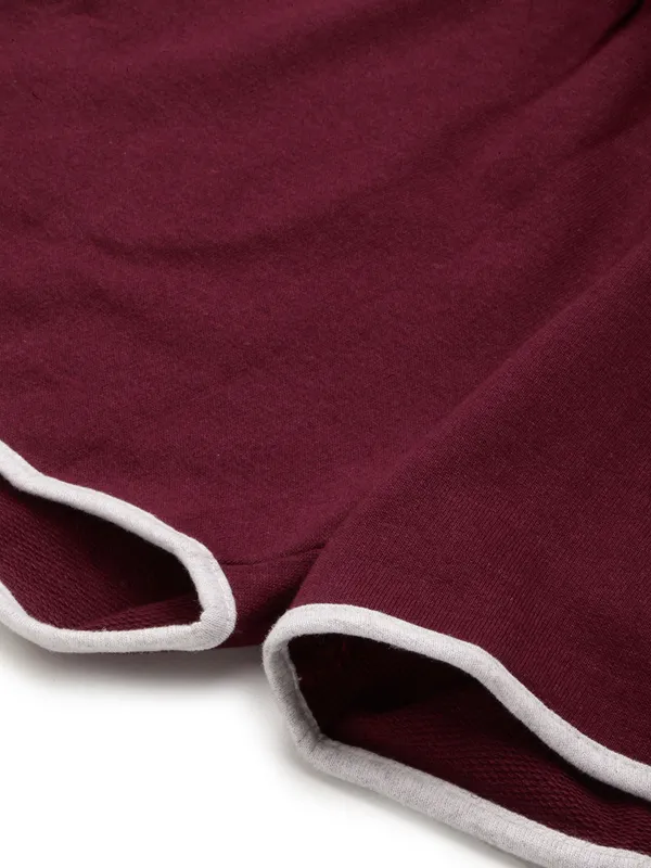 Maroon_Cotton_Running_Shorts_With_White_Piping_For_Women