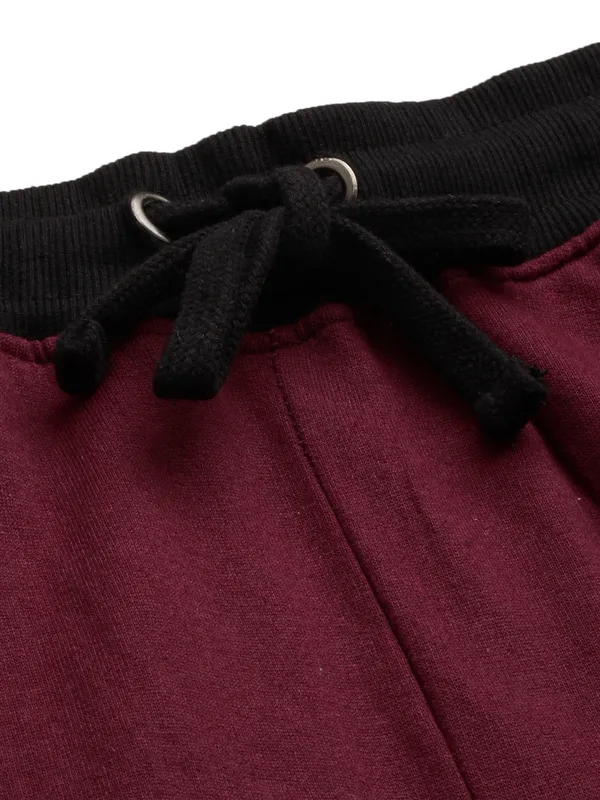 Black_And_Maroon_Cotton_Blend_Striped_Joggers_For_Women