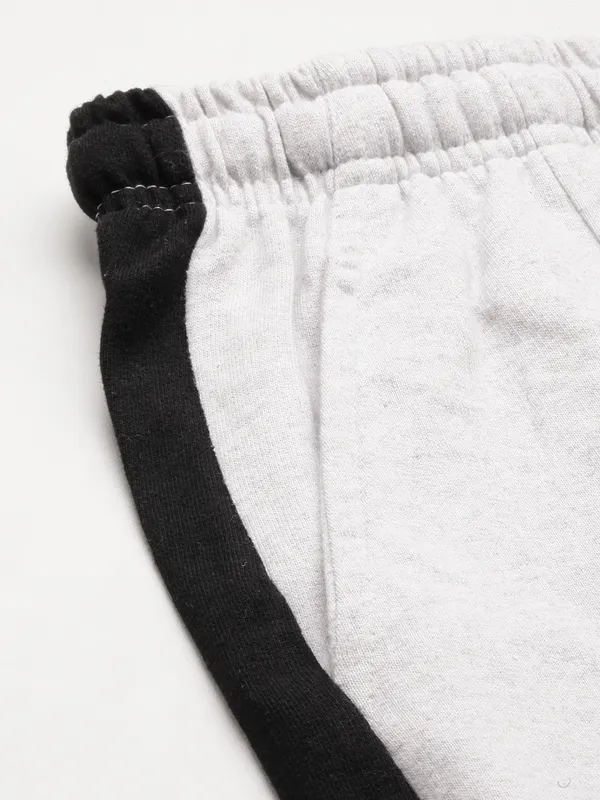 White_Cotton_Blend_Striped_Track_Pants_For_Women
