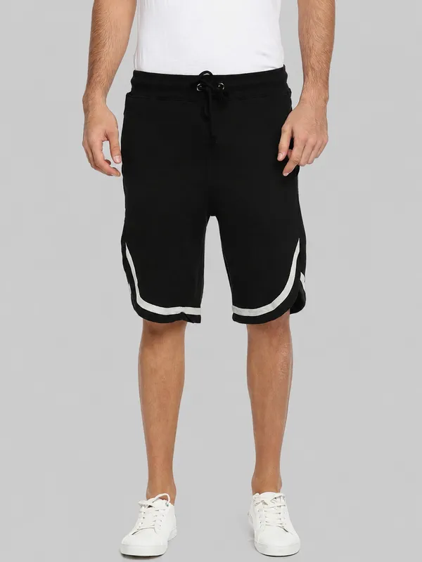 Black_Cotton_Blend_Drawstring_Basketball_Shorts_For_Men