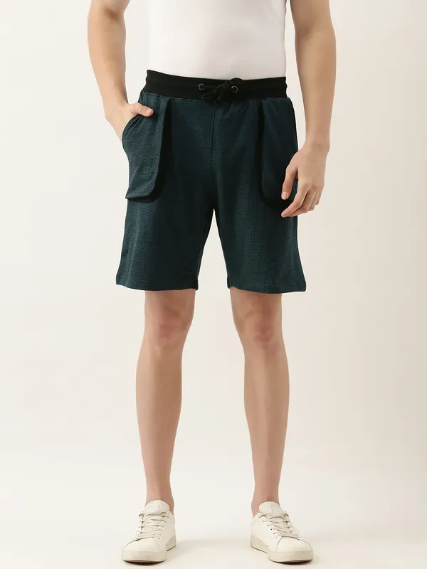 Dark_Teal_Cotton_Blend_Drawstring_Sports_Shorts_For_Men