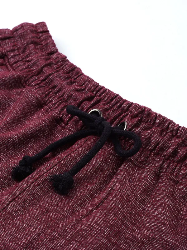 Maroon_Heathered_Cotton_Blend_Cargo_Shorts_For_Men
