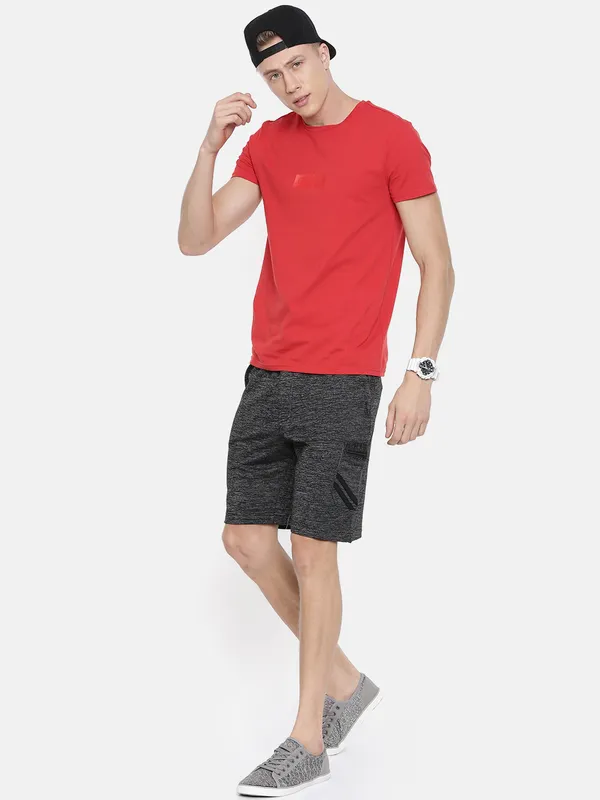 Charcoal_Grey_Melange_Knit_Drawstring_Shorts_For_Men