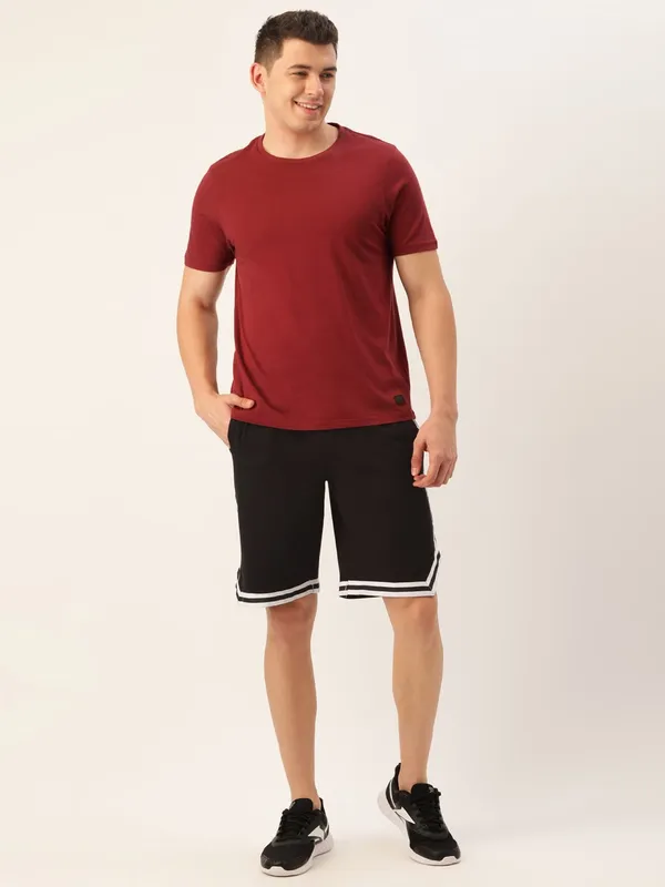 Black_And_White_Side_Stripe_Cotton_Blend_Shorts_For_Men
