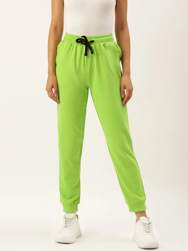 Lime_Green_Cotton_Blend_Relaxed_Fit_Joggers_For_Women