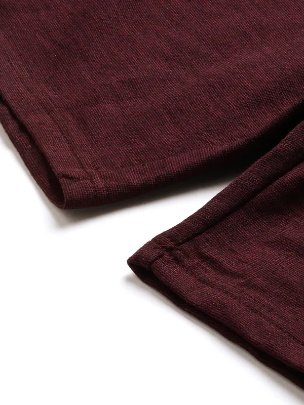 Maroon_Cotton_Blend_Drawstring_Cargo_Shorts_For_Men