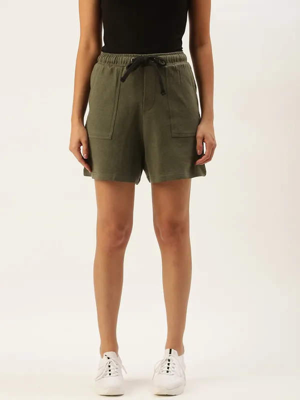 Olive_Green_Cotton_Blend_Relaxed_Fit_Drawstring_Shorts_For_Women