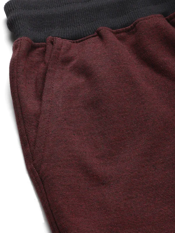 Maroon_And_Black_Cotton_Blend_Contrast_Trim_Shorts_For_Men