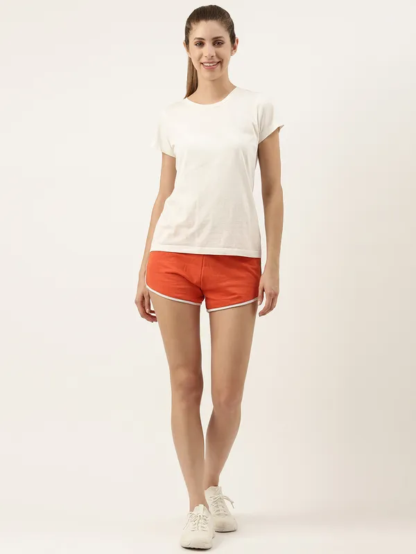 Orange_Cotton_Blend_Relaxed_Fit_Shorts_For_Women