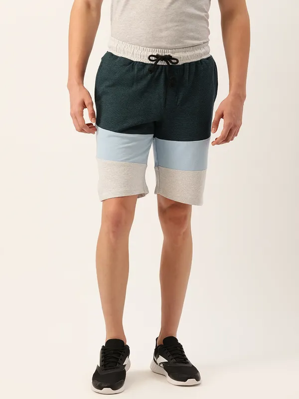 Green_Blue_Cotton_Blend_Contrast_Waistband_Shorts_For_Men