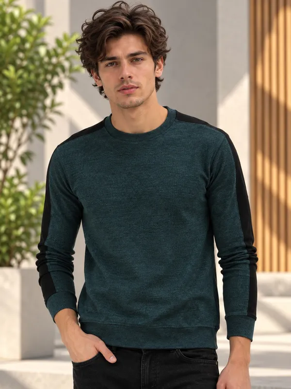 Teal_Textured_Regular_Fit_Sweatshirt_for_Men