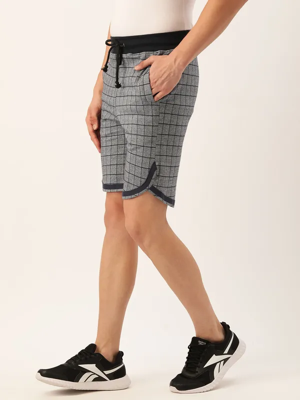 Grey_And_Black_Checked_Cotton_Blend_Relaxed_Fit_Shorts_For_Men