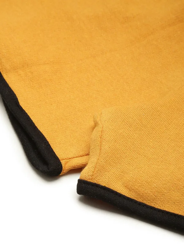 Mustard_Yellow_And_Black_Trim_Cotton_Blend_Sports_Shorts_For_Women