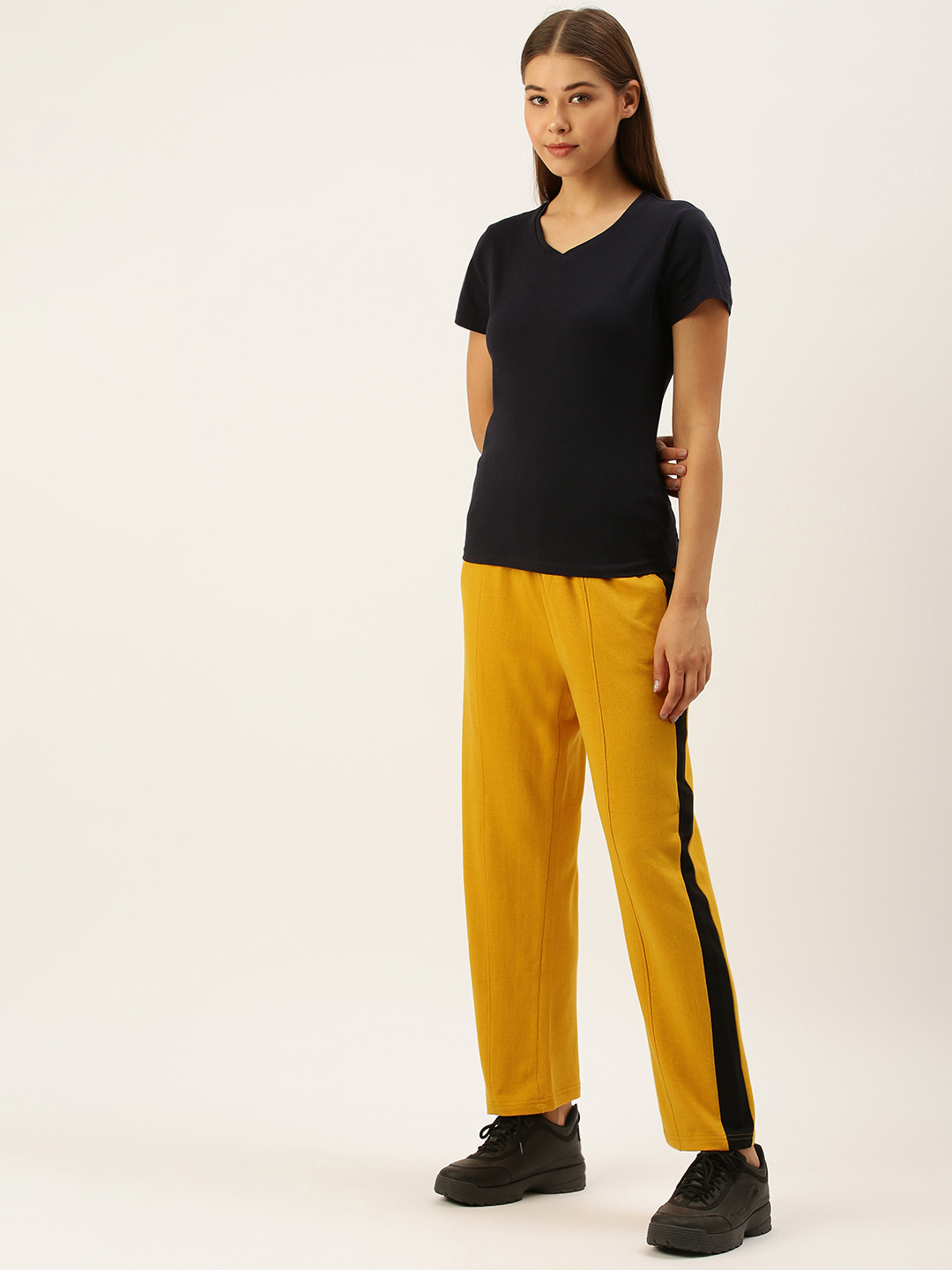 Mustard_Yellow_Cotton_Blend_Relaxed_Fit_Track_Pants_For_Women