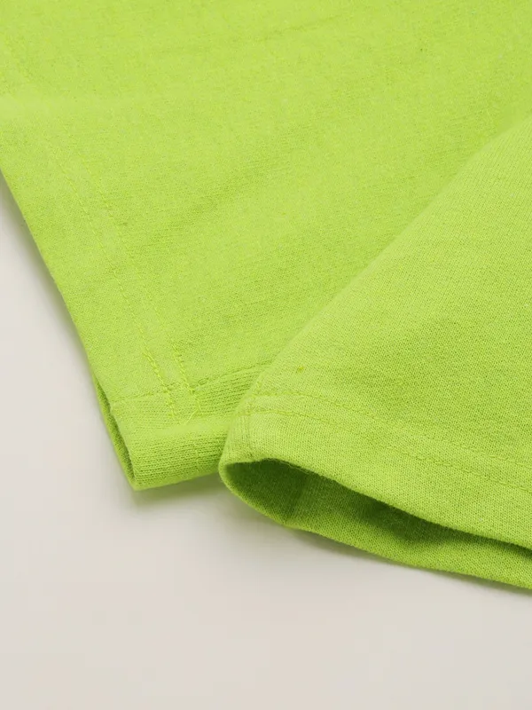 Neon_Green_Cotton_Blend_Drawstring_Shorts_For_Women