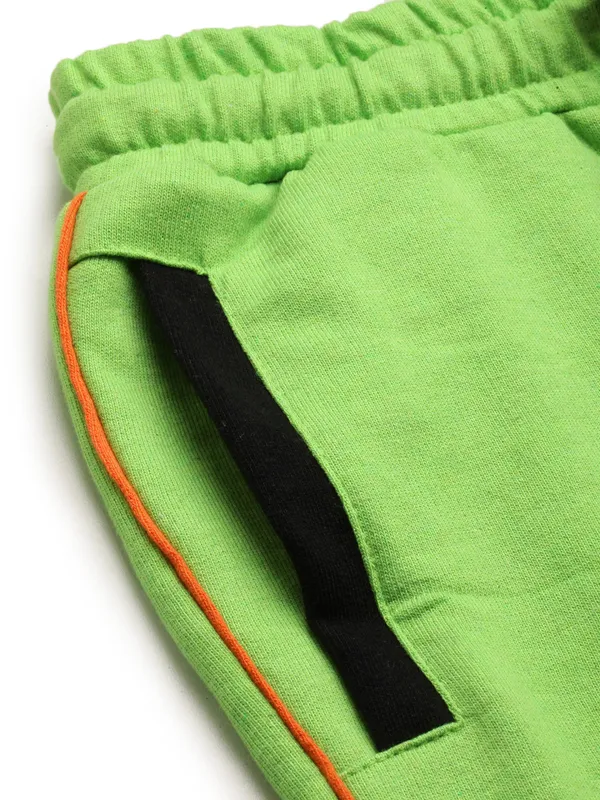 Green_And_Orange_Cotton_Blend_Striped_Sports_Shorts_For_Women
