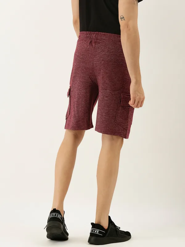 Maroon_Heathered_Cotton_Blend_Cargo_Shorts_For_Men