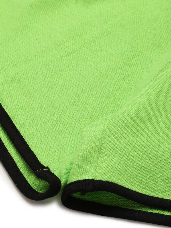 Neon_Green_Cotton_Blend_Sporty_Shorts_For_Women