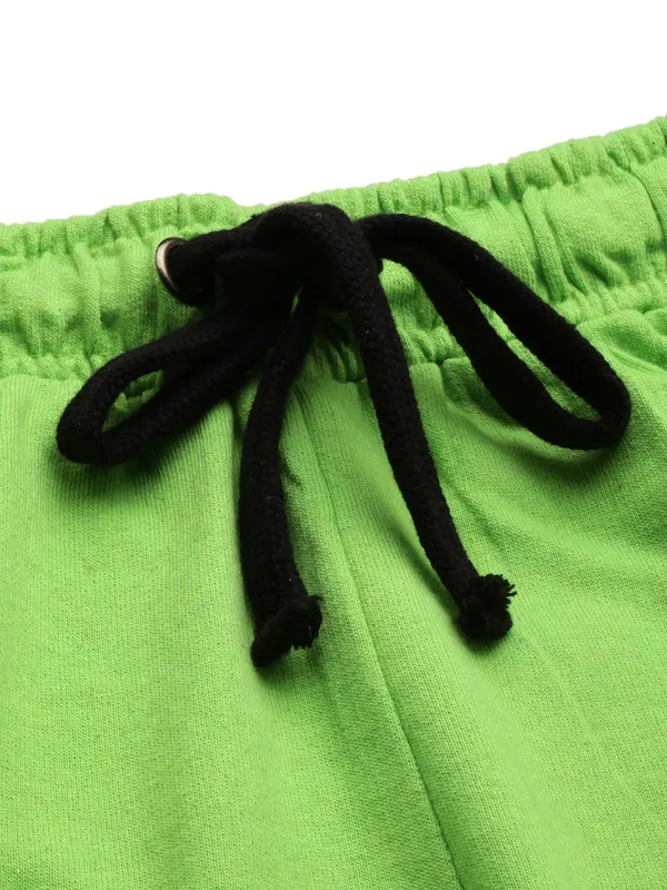 Neon_Green_Cotton_Blend_Sporty_Shorts_For_Women