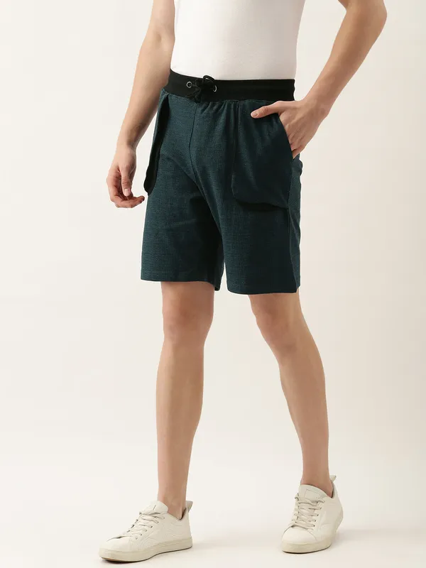 Dark_Teal_Cotton_Blend_Drawstring_Sports_Shorts_For_Men
